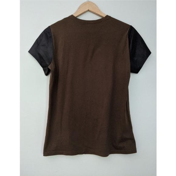 Vince Tee Shirt Lambskin Leather Short Sleeve - Picture 3 of 9